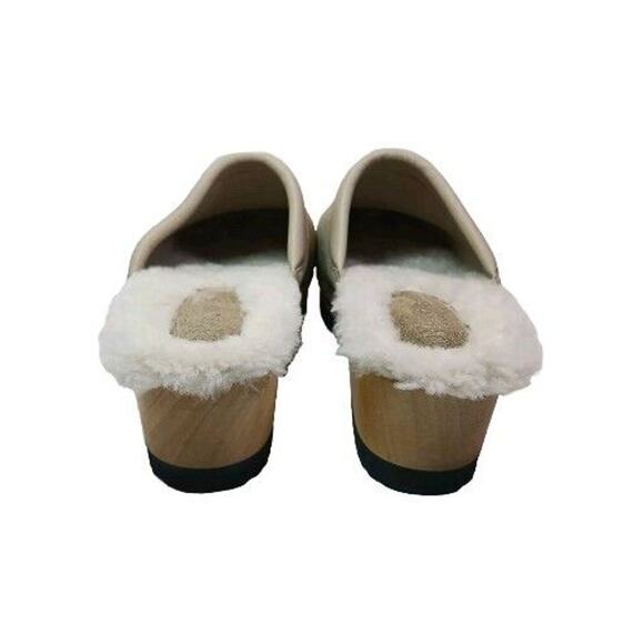 M Gemi Greta Shearling Mule Clog 7.5 US 38 EUR Platform Studded Beige Suede - Picture 5 of 7